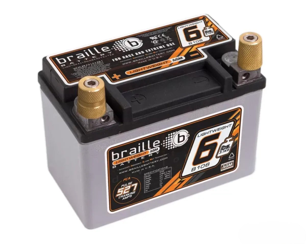 Braille Lightweight AGM Racing Battery 527 AMP 12V 5.8 x 3.4 x 4.2 Inch Direct Replacement for YTx9-BS