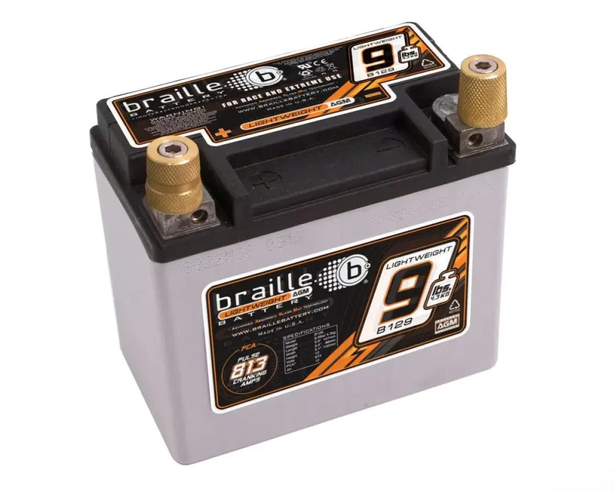 Braille B129 Lightweight 12V Battery 813 CCA 5.8 x 3.4 x 4.2 Inch Direct Replacement for YTX12-BS