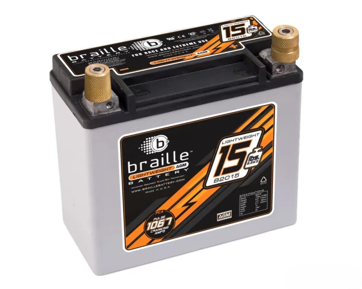 Braille Battery Lightweight Advanced AGM Racing Battery 1067 Amp Right Positive 7 x 3 x 6 Inch