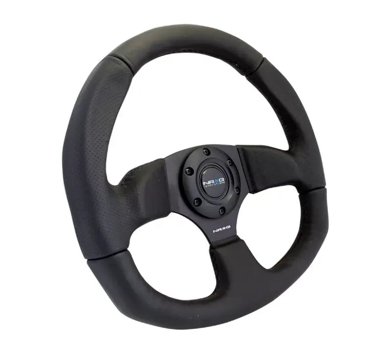 NRG Reinforced Leather Steering Wheel Flat Bottom RST-009R