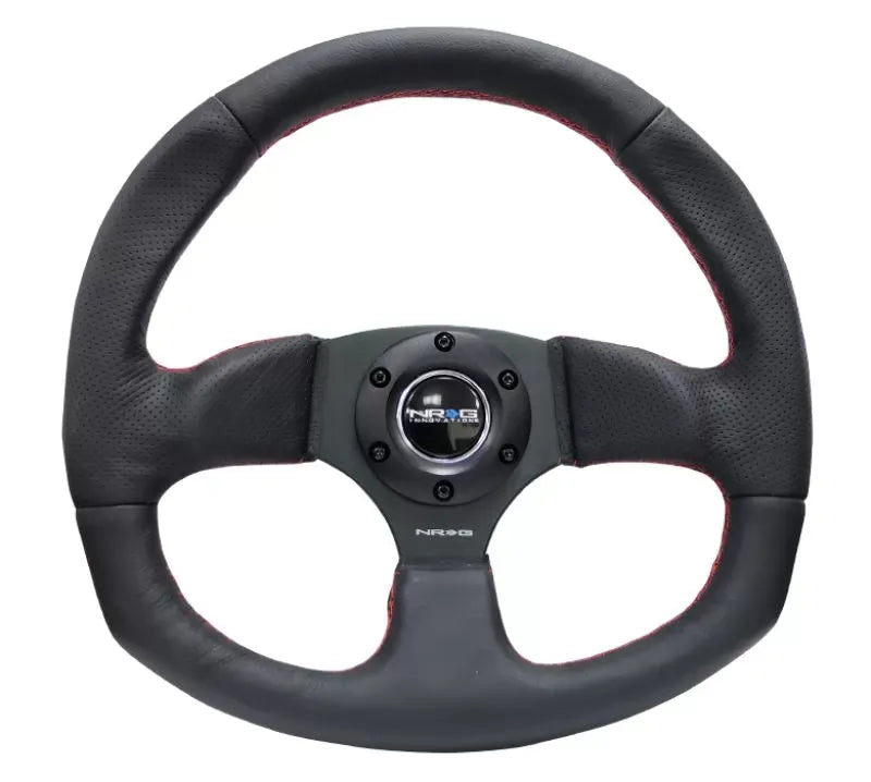 NRG RST-009R-RS Reinforced Leather Steering Wheel Red Stitch