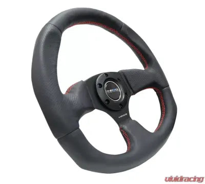 NRG RST-009R-RS Reinforced Leather Steering Wheel Red Stitch