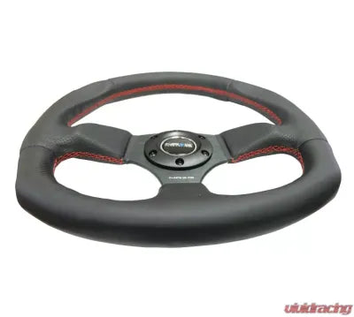 NRG RST-009R-RS Reinforced Leather Steering Wheel Red Stitch