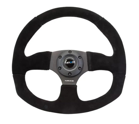 NRG Reinforced Suede Steering Wheel RST-009S Black Stitch