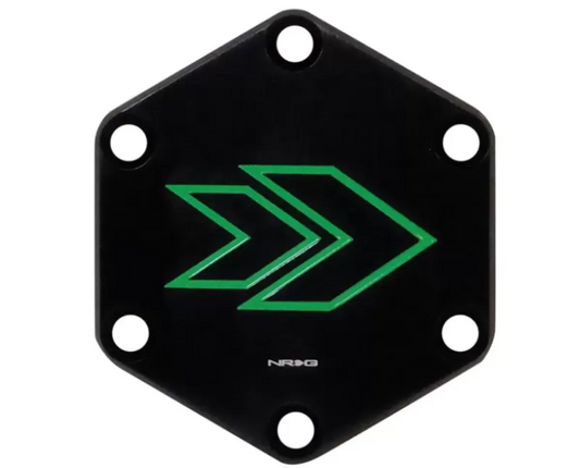 NRG Hexagonal Horn Delete Button Steering Wheel Cap Arrow Logo engraved Green
