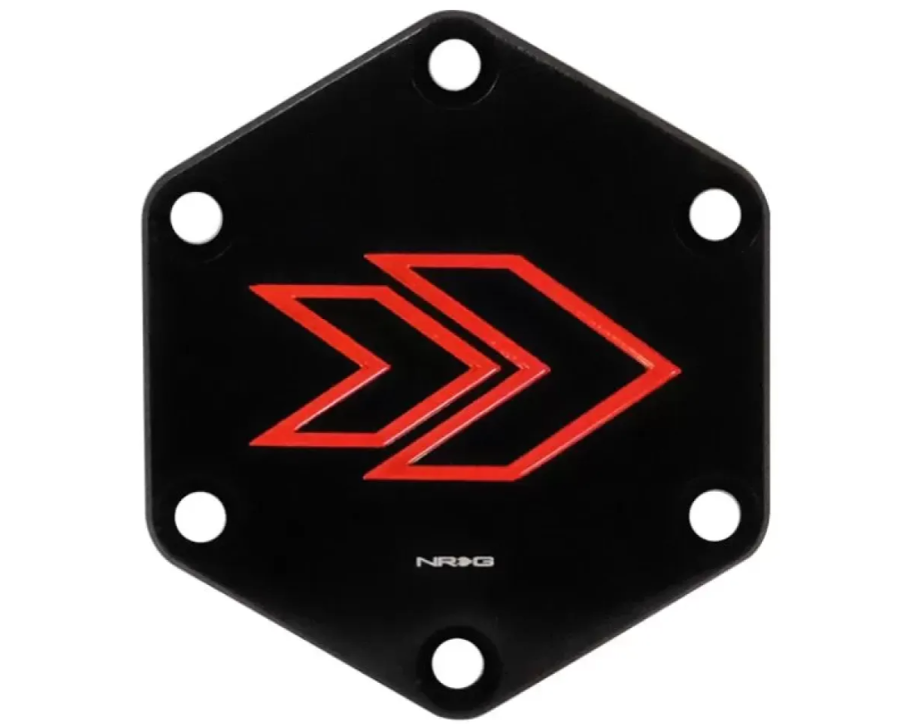 NRG Hexagonal Horn Delete Button Steering Wheel Cap Arrow Logo engraved Red