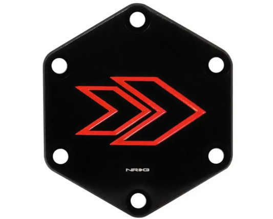 NRG Hexagonal Horn Delete Button Steering Wheel Cap Arrow Logo engraved Red