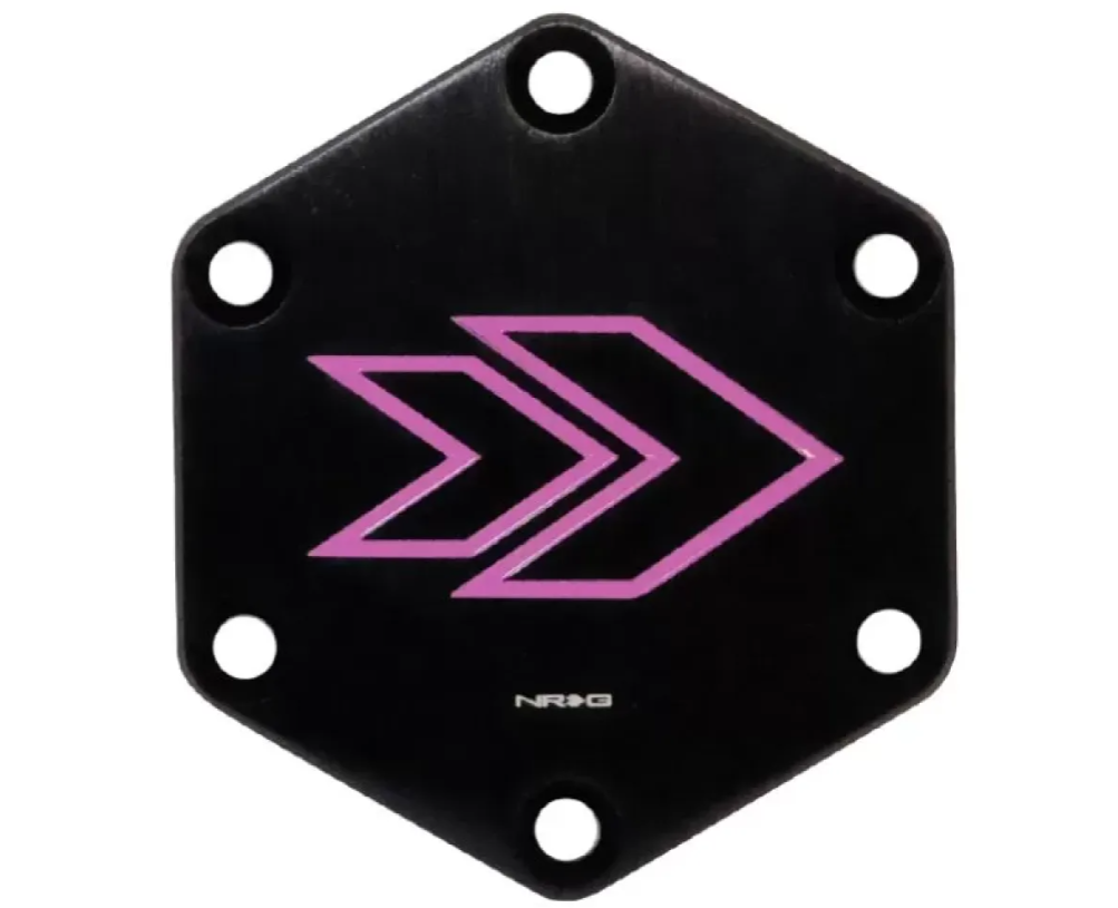 NRG Hexagonal Horn Delete Button Steering Wheel Cap Arrow Logo engraved Purple