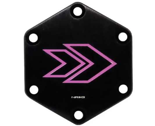 NRG Hexagonal Horn Delete Button Steering Wheel Cap Arrow Logo engraved Purple