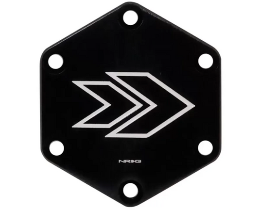 NRG Hexagonal Horn Delete Button Steering Wheel Cap Arrow Logo engraved White