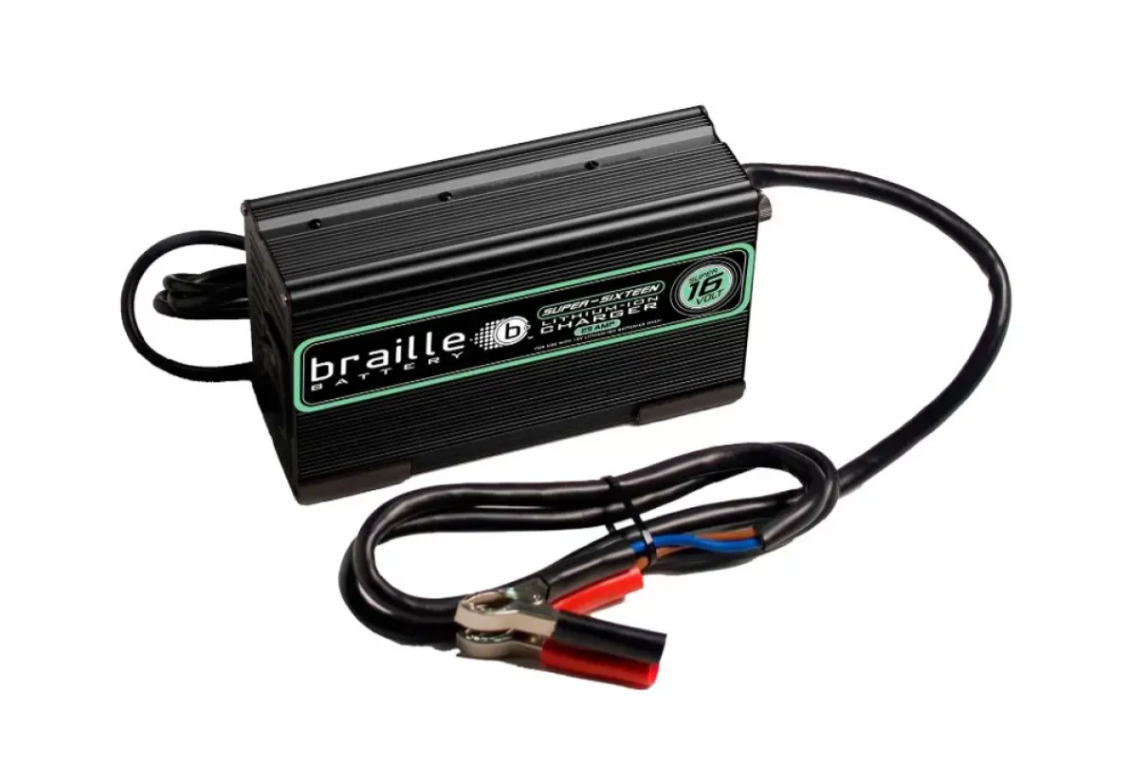 Braille Lithium Battery Charger 16 Volt 25 AMP Hour with Reverse Polarity Protection